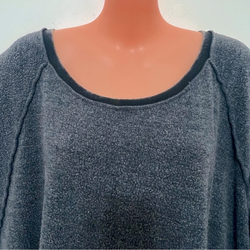 Free People Oversized  Black Heather Sweatshirt Grunge Goth Lounge Modern - Picture 4 of 11